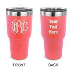 Interlocking Monogram 30 oz Stainless Steel Tumbler - Coral - Double Sided (Personalized)