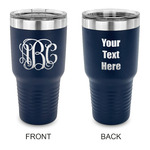 Interlocking Monogram 30 oz Stainless Steel Tumbler - Navy - Double Sided (Personalized)