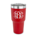 Interlocking Monogram 30 oz Stainless Steel Tumbler - Red - Single Sided (Personalized)