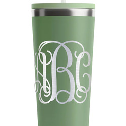 Interlocking Monogram RTIC Everyday Tumbler with Straw - 28oz - Light Green - Single-Sided (Personalized)