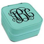 Interlocking Monogram Travel Jewelry Box - Teal Leather (Personalized)