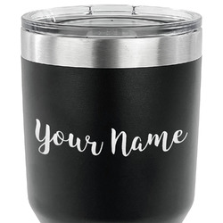 Script Name 30 oz Stainless Steel Tumbler - Black - Single-Sided (Personalized)