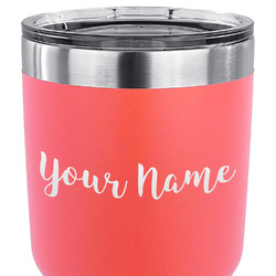 Script Name 30 oz Stainless Steel Tumbler - Coral - Single-Sided (Personalized)