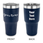 Script Name 30 oz Stainless Steel Tumbler - Navy - Double-Sided (Personalized)