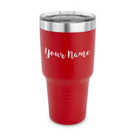 Script Name 30 oz Stainless Steel Tumbler - Red - Single-Sided (Personalized)