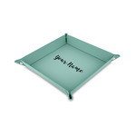 Script Name Faux Leather Dice Tray - 6" x 6" - Teal (Personalized)