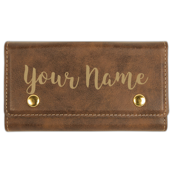 Custom Script Name Cards & Dice Set - Rustic Brown (Personalized)