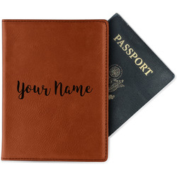 Script Name Passport Holder - Faux Leather - Single-Sided (Personalized)