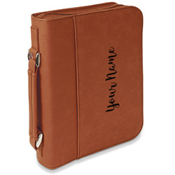 Script Name Leatherette Bible Cover with Handle & Zipper - Large - Double-Sided (Personalized)