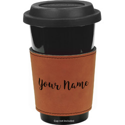 Script Name Leatherette Cup Sleeve - Double-Sided (Personalized)