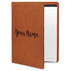 Script Name Leatherette Portfolio with Notepad - Large - Double-Sided (Personalized)