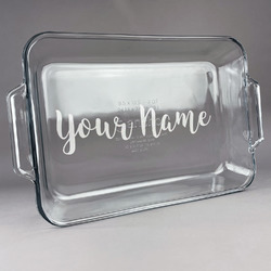 Script Name Glass Baking Dish with Truefit Lid - 13in x 9in (Personalized)