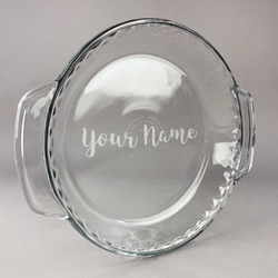 Script Name Glass Pie Dish - 9.5in Round (Personalized)