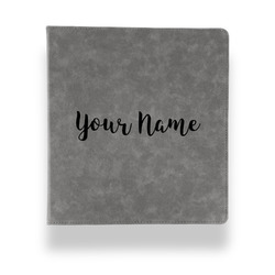Script Name Leather Binder - 1" - Grey (Personalized)