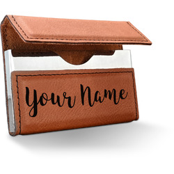 Script Name Leatherette Business Card Holder - Single-Sided (Personalized)