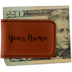 Script Name Leatherette Magnetic Money Clip - Single-Sided (Personalized)