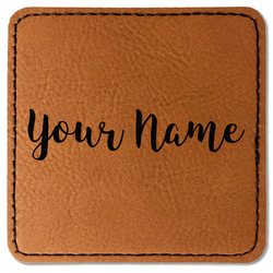 Script Name Faux Leather Iron On Patch - Square (Personalized)