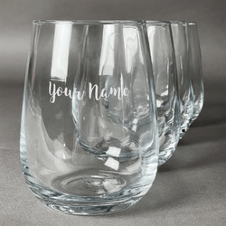 Personalized Etched Wine Glass with Designer Script Name