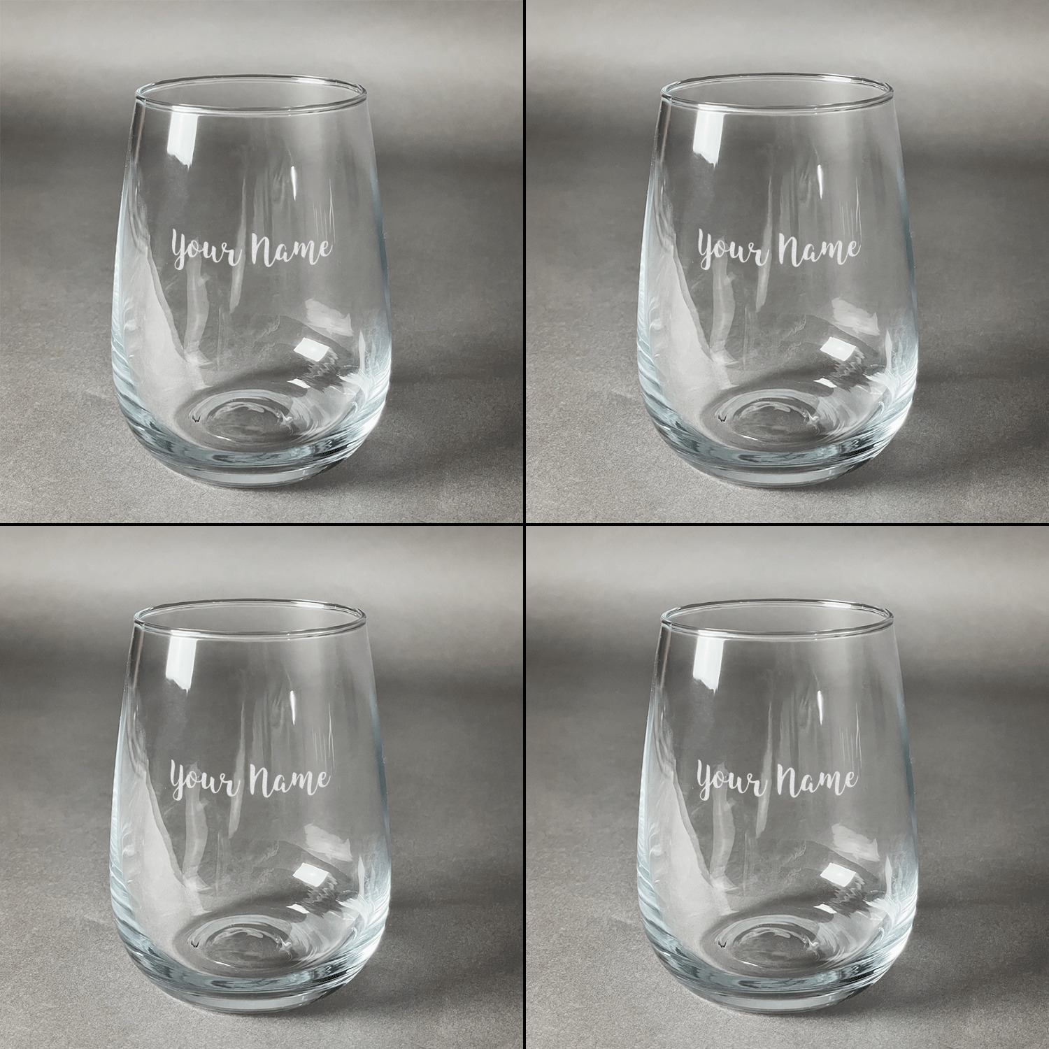 Personalized Etched Wine Glass with Designer Script Name