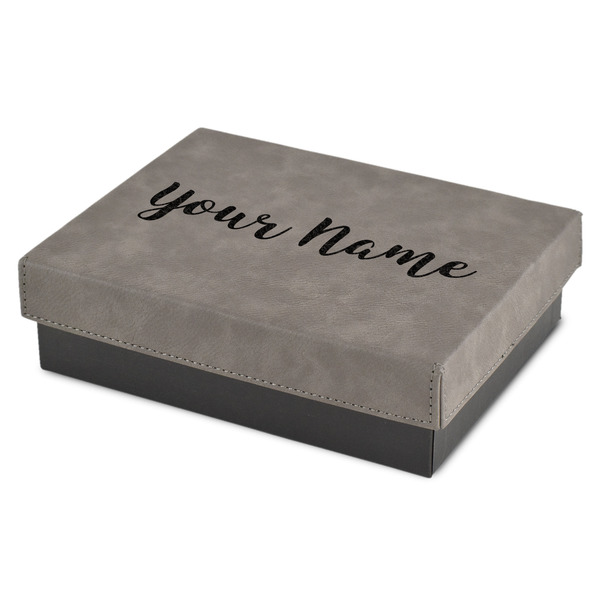 Custom Script Name Gift Box w/ Engraved Leather Lid - Small (Personalized)