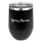 Script Name Stemless Stainless Steel Wine Tumbler - Black - Double-Sided (Personalized)