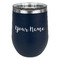 Script Name Stainless Wine Tumblers - Navy - Double Sided - Front