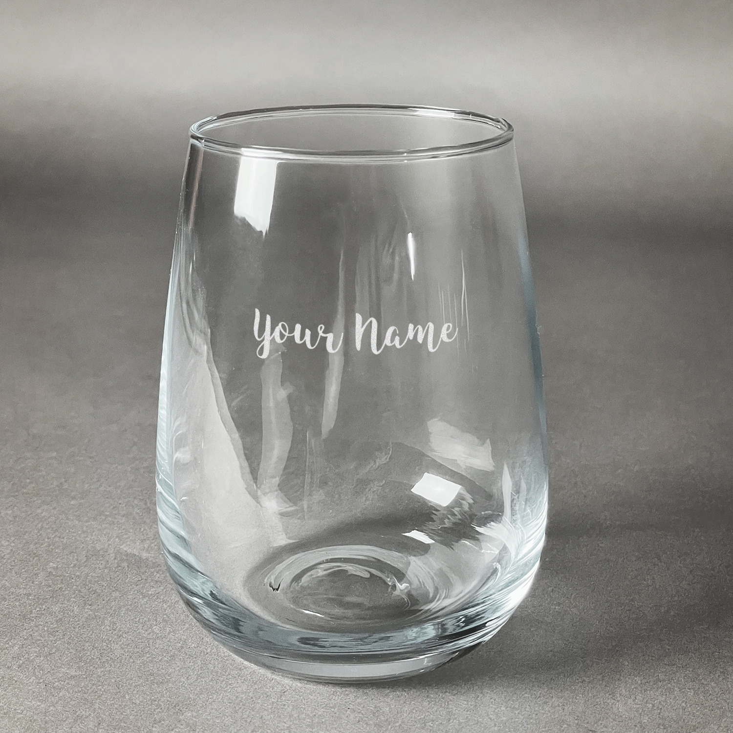 Personalized Etched Wine Glass with Designer Script Name