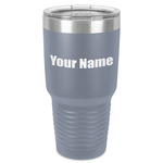 Block Name 30 oz Stainless Steel Tumbler - Grey - Single-Sided (Personalized)