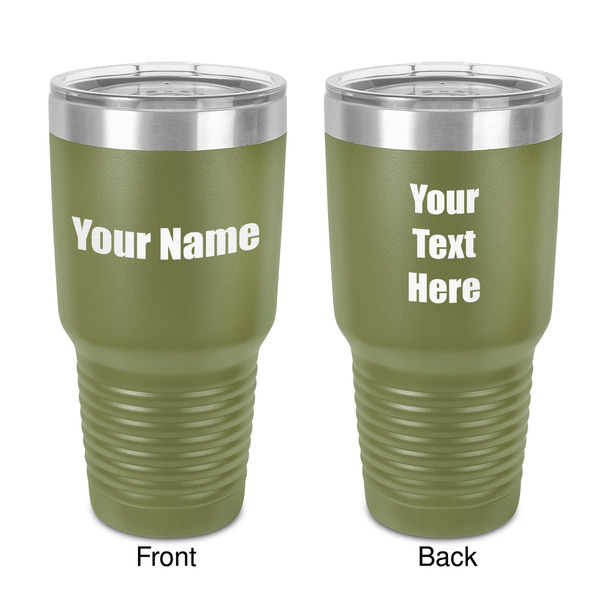 Custom Block Name 30 oz Stainless Steel Tumbler - Olive - Double-Sided (Personalized)