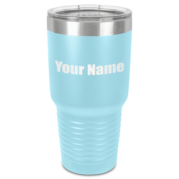 Custom Block Name 30 oz Stainless Steel Tumbler - Teal - Single-Sided (Personalized)