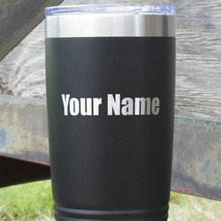 Block Name 20 oz Stainless Steel Tumbler - Black - Single Sided (Personalized)