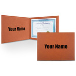 Block Name Leatherette Certificate Holder - Front and Inside (Personalized)