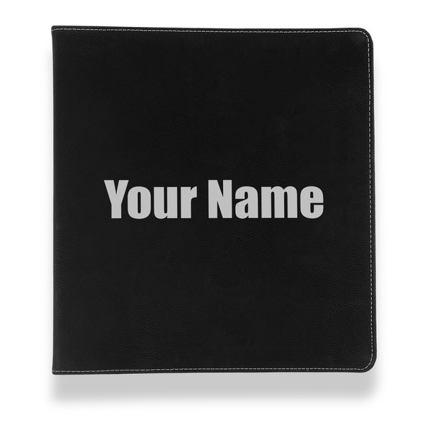 Custom Block Name Leather Binder - 1" - Black (Personalized)