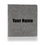 Block Name Leather Binder - 1" - Grey (Personalized)