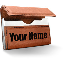 Block Name Leatherette Business Card Holder - Double Sided (Personalized)
