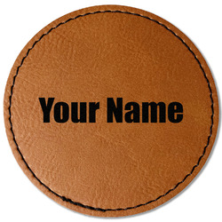 Block Name Faux Leather Iron On Patch - Round (Personalized)