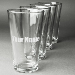 Personalized Laser-Etched Beer Mug or Glass w/ Skull and Bones Graphic