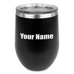 Block Name Stemless Stainless Steel Wine Tumbler - Black - Double Sided (Personalized)