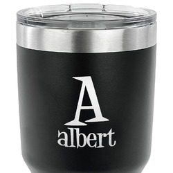 Name & Initial 30 oz Stainless Steel Tumbler - Black - Single-Sided (Personalized)