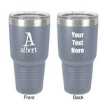 Name & Initial 30 oz Stainless Steel Tumbler - Grey - Double-Sided (Personalized)