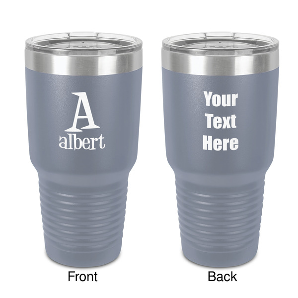 Custom Name & Initial 30 oz Stainless Steel Tumbler - Grey - Double-Sided (Personalized)