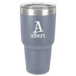 Name & Initial 30 oz Stainless Steel Tumbler - Grey - Single-Sided (Personalized)