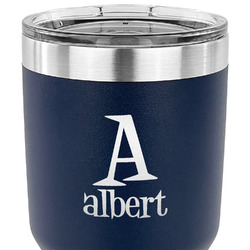 Name & Initial 30 oz Stainless Steel Tumbler - Navy - Double-Sided (Personalized)