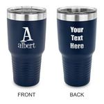 Name & Initial 30 oz Stainless Steel Tumbler - Navy - Double-Sided (Personalized)