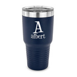 Name & Initial 30 oz Stainless Steel Tumbler - Navy - Single-Sided (Personalized)