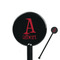 Name & Initial Black Plastic 5.5" Stir Stick - Round - Closeup