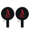 Name & Initial Black Plastic 7" Stir Stick - Double Sided - Round - Front & Back