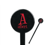 Name & Initial 7" Round Plastic Stir Sticks - Black - Double-Sided (Personalized)