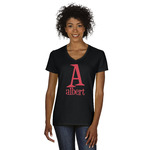 Name & Initial Women's V-Neck T-Shirt - Black - XL (Personalized)