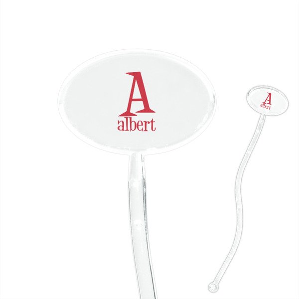 Custom Name & Initial 7" Oval Plastic Stir Sticks - Clear (Personalized)